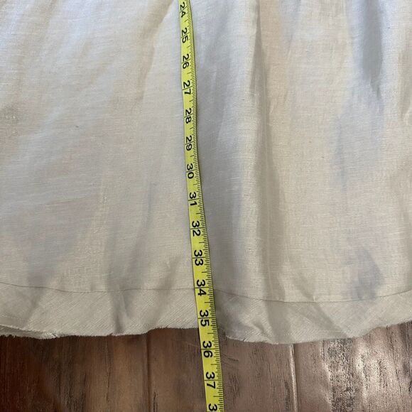 SHOSH Linen Blend Mini Dress Beige A-Line Sleeveless Babydoll Flowy - Picture 11 of 11